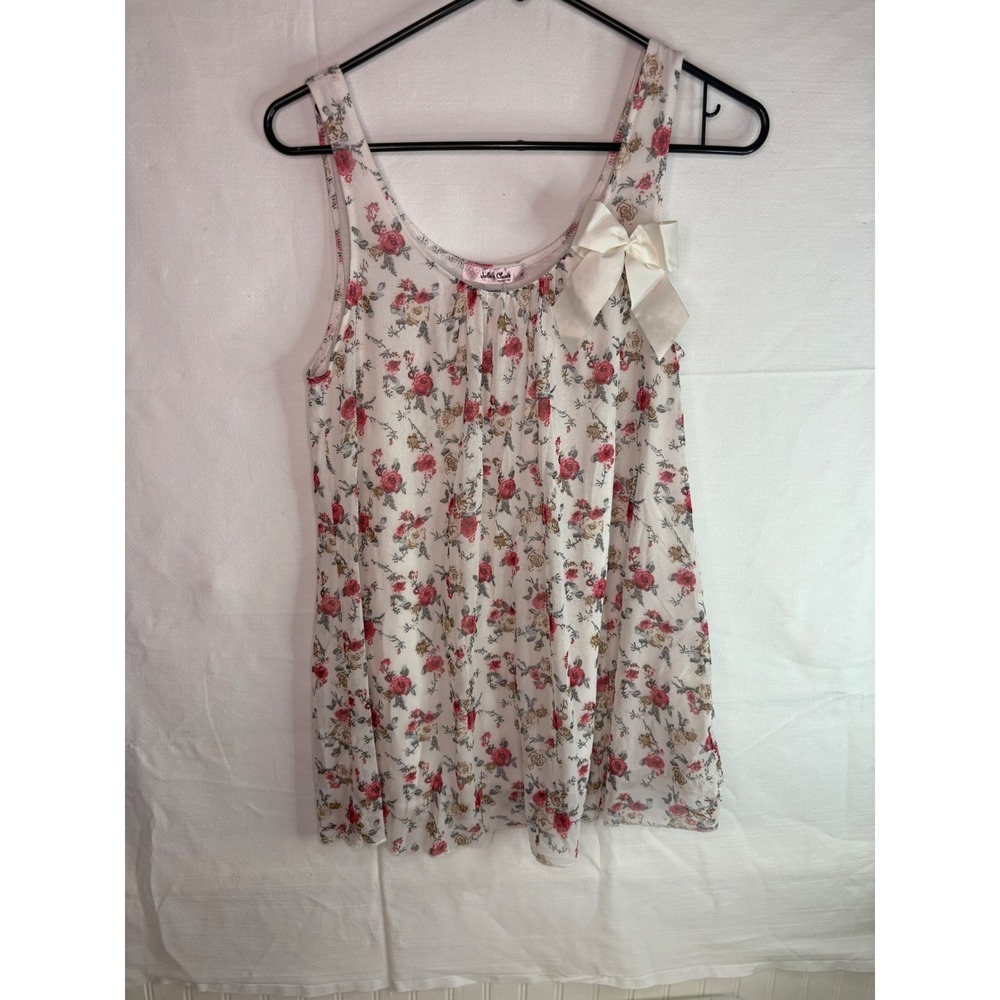 y2kJulies Closet Maternity Floral Mesh Tank Top  Bow Accent Size M
